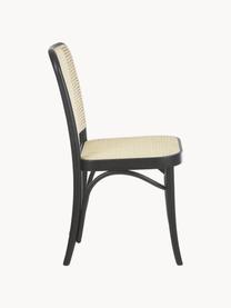 Silla de madera con tejido vienés Franz, Estructura: madera de haya maciza, Negro, beige, An 48 x Al 89 cm