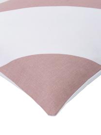 Gestreepte kussenhoes Ren in oudroze/wit, 100% katoen, Wit, oudroze, B 30 x L 50 cm