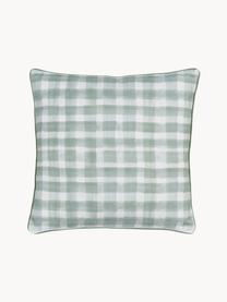 Housse de coussin 30x50 rectangulaire réversible Check par Candice Gray, 100 % coton, certifié GOTS, Vert menthe, blanc, larg. 50 x long. 50 cm