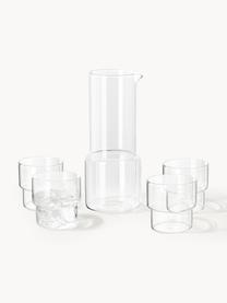 Jarro de agua con vasos de água Gustave, 5 pzas., Vidrio de borosilicato, Transparente, Set de diferentes tamaños