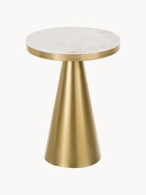 Table d'appoint ronde Zelda, Couleur dorée, blanc, marbré, Ø 41 x haut. 54 cm