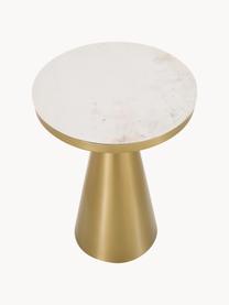Table d'appoint ronde Zelda, Couleur dorée, blanc, marbré, Ø 41 x haut. 54 cm