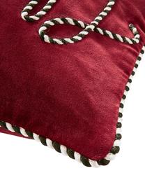 Sada sametových povlaků na polštáře Jolly, 2 díly, Samet (100 % polyester), Potah: červená Nohy: ořechová, Š 30 cm, D 50 cm