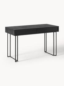 Bureau en bois de manguier Luca, Bois de manguier, noir laqué, larg. 125 x prof. 60 cm