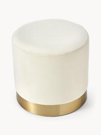 Pouf en velours Orchid, Velours blanc crème, socle doré, Ø 38 x haut. 38 cm