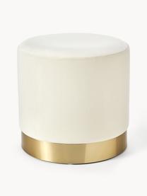 Pouf en velours Orchid, Velours blanc crème, socle doré, Ø 38 x haut. 38 cm