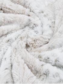 Plaid cocooning fausse fourrure Vilnius, 100 % polyester, Couleur crème, gris, blanc, larg. 125 x long. 150 cm