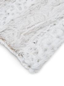 Plaid cocooning fausse fourrure Vilnius, 100 % polyester, Couleur crème, gris, blanc, larg. 125 x long. 150 cm