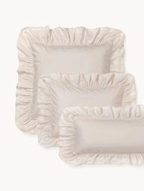 Funda de almohada de algodón con volantes Louane, Beige claro, An 45 x L 110 cm