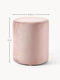 Pouf en velours Daisy, Velours rose pâle, Ø 38 x haut. 45 cm