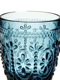 Waterglazen Chambord met bloemenreliëf in blauw, 6 stuks, Glas, Blauw, Ø 8 x H 10 cm, 250 ml