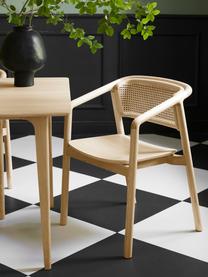 Silla con reposabrazos con tejido vienés Gali, Estructura: madera de fresno maciza c, Asiento: contrachapado de madera d, Madera de fresno, beige, An 56 x F 55 cm