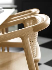 Silla con reposabrazos con tejido vienés Gali, Estructura: madera de fresno maciza c, Asiento: contrachapado de madera d, Madera de fresno, beige, An 56 x F 55 cm