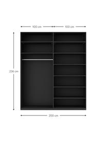 Modularer Drehtürenschrank Leon, 200 cm Breite, mehrere Varianten, Korpus: Spanplatte, FSC-zertifizi, Schwarz, Classic Interior, B 200 x H 200 cm