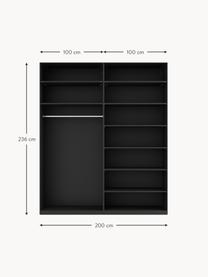 Armoire modulaire à portes battantes Leon, larg. 200  cm, plusieurs variantes, Noir, Classic Interior, larg. 200 x haut. 236 cm