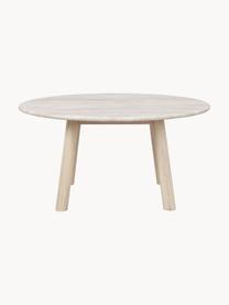 Table basse ronde en travertin Taransay, Beige clair Travertin, bois de chêne, Ø 90 cm