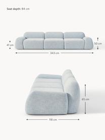 Modulares Sofa Wolke (4-Sitzer) aus Bouclé, Bezug: Bouclé (96 % Polyester, 4, Bouclé Hellblau, B 343 x T 118 cm