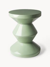 Tavolino rotondo Zig Zag, Plastica laccata, Verde salvia, Ø 36 x Alt. 46 cm