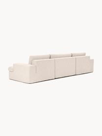 Sofá modular con reposapiés Russell (4 plazas), desenfundable, Tapizado: 100% algodón Alta resiste, Tapizado: relleno de espuma, Estructura: madera contrachapada de p, Patas: plástico Este producto es, Tejido beige claro, An 309 x F 206 cm