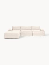 Modulares Sofa Russell (4-Sitzer) mit Hocker (links/rechts), Bezug: 100% Baumwolle Der strapa, Gestell: Massives Kiefernholz, Spe, Füße: Kunststoff Dieses Produkt, Webstoff Hellbeige, B 309 x T 206 cm