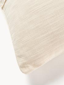 Housse de coussin 30x50 avec broderie décorative Terre, 70 % coton, 30 % lin, Beige clair, larg. 30 x long. 50 cm