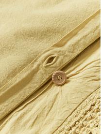 Housse de couette en percale de coton à franges Abra, Jaune moutarde, larg. 200 x long. 200 cm