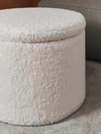 Pouf en tissu bouclé avec rangement Alida, Peluche blanc crème, Ø 50 x haut. 42 cm