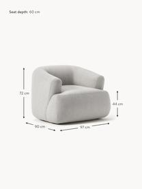 Fauteuil Sofia, Tissu gris, larg. 97 x prof. 84 cm