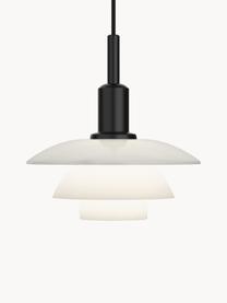 Kleine hanglamp PH 3/3, mondgeblazen, Lampenkap: opaalglas, mondgeblazen, Zwart, wit, Ø 29 x H 30 cm