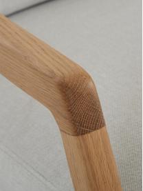 Sedia a poltrona con braccioli in legno di quercia Becky, Rivestimento: poliestere Con 35.000 cic, Struttura: legno di quercia massicci, Tessuto beige, legno di quercia, Larg. 73 x Prof. 90 cm