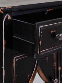Aparador de madera de abeto Rene, estilo vintage, Tablero: fibras de densidad media , Negro, plateado, tonos marrones, An 140 x Al 80 cm