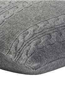Povlak na polštář z čistého kašmíru s pleteným vzorem Leonie, Tmavě šedá