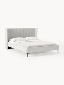 Cama tapizada Dusk, Tapizado: tejido finamente estructu, Estructura: madera de pino maciza con, Patas: metal con pintura en polv, Tejido gris claro, An 140 x L 200 cm