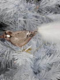 Fermaglii albero di Natale Bird 2 pz, Vetro, piume, Rosa dorato, bianco, Larg. 10 x Alt. 5 cm