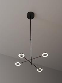 Grande suspension LED avec bras de lampe réglables Odeon, Noir, blanc, larg. 80 x haut. 80 cm
