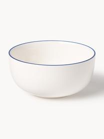 Bols à muesli en porcelaine Facile, 2 pièces, Porcelaine robuste de haute qualité (env. 50 % kaolin, 25 % quartz et 25 % feldspath), Blanc cassé avec bordure bleu foncé, Ø 16 x haut. 8 cm