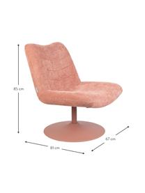 Corduroy loungefauteuil Bubba in roze, Bekleding: 90% polyester, 10% nylon), Frame: eucalyptus multiplex, Voet: gepoedercoat metaal, Roze, B 67 x D 81 cm