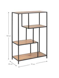 Estantería de madera y metal Seaford, Estantería: tablero de fibras de dens, Estructura: metal con pintura en polv, Marrón, An 77 x Al 114 cm