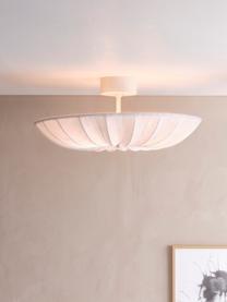 Lampada da soffitto in tessuto bianco Minnie, Paralume: tessuto, Struttura: metallo rivestito, Baldacchino: metallo rivestito, Bianco, Ø 60 x Alt. 25 cm