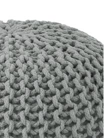 Handgemaakte gebreide poef Dori, Bekleding: 100% katoen, Grijs, Ø 55 x H 35 cm