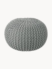 Handgemaakte gebreide poef Dori, Bekleding: 100% katoen, Grijs, Ø 55 x H 35 cm