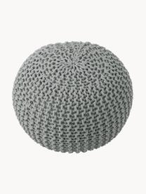 Handgefertigter Strickpouf Dori, Bezug: 100% Baumwolle, Grau, Ø 55 x H 35 cm