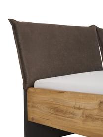 Houten bed Detroit met kunstleren hoofdeinde, Frame: MDF, Poten: gepoedercoat metaal, Grijs, 160 x 200 cm