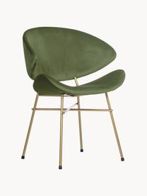 Čalouněná židle s velurovým potahem Cheri, s vodoodpudivým potahem, Zelená, mosazná, Š 57 cm, H 55 cm