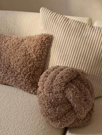 Cuscino annodato in teddy Dotty, Rivestimento: 100% poliestere (teddy), Nocciola, Ø 25 cm