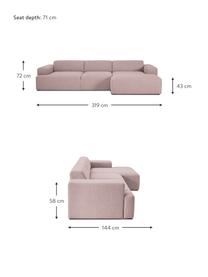 Ecksofa Melva (4-Sitzer) in Rosa, Bezug: Polyester Der hochwertige, Gestell: Massives Kiefernholz, Spa, Füße: Kiefernholz, Webstoff Rosa, B 319 x T 144 cm