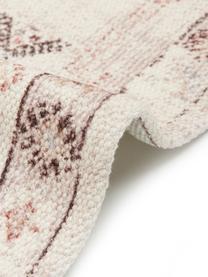 Baumwollteppich Tanger mit Fransenabschluss, 100% Baumwolle, Cremefarben,Terrakotta, B 60 x L 90 cm (Größe XXS)