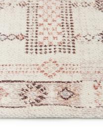 Tappeto in cotone con frange Tanger, 100% cotone, Color crema, terracotta, Larg. 60 x Lung. 90 cm (taglia XXS)