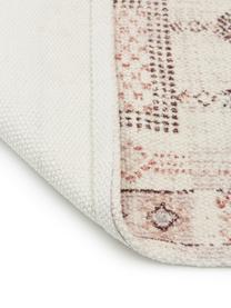 Tappeto in cotone con frange Tanger, 100% cotone, Color crema, terracotta, Larg. 60 x Lung. 90 cm (taglia XXS)