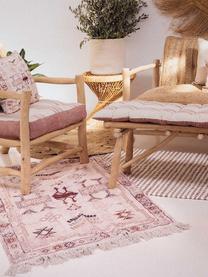 Tappeto in cotone con frange Tanger, 100% cotone, Color crema, terracotta, Larg. 60 x Lung. 90 cm (taglia XXS)